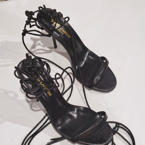 Saint Laurent Leather Lexi Lace-Up Sandals With Stiletto Heels Size 39 - Picture 10 of 14